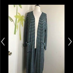 Lularoe XS duster cardigan gray and mint